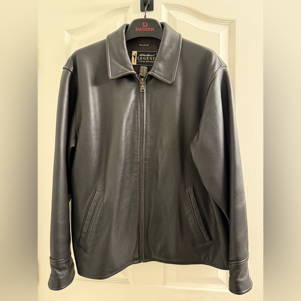 Eddie Bauer Black Leather Zip-Front Jacket